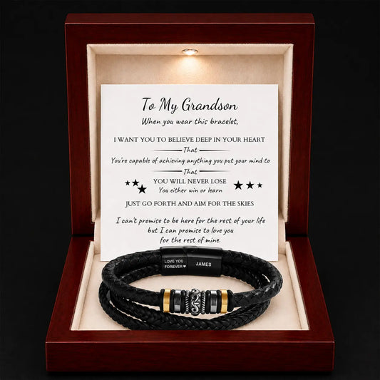 To My Grandson – ‘Love You Forever’ Personalised Name Bracelet