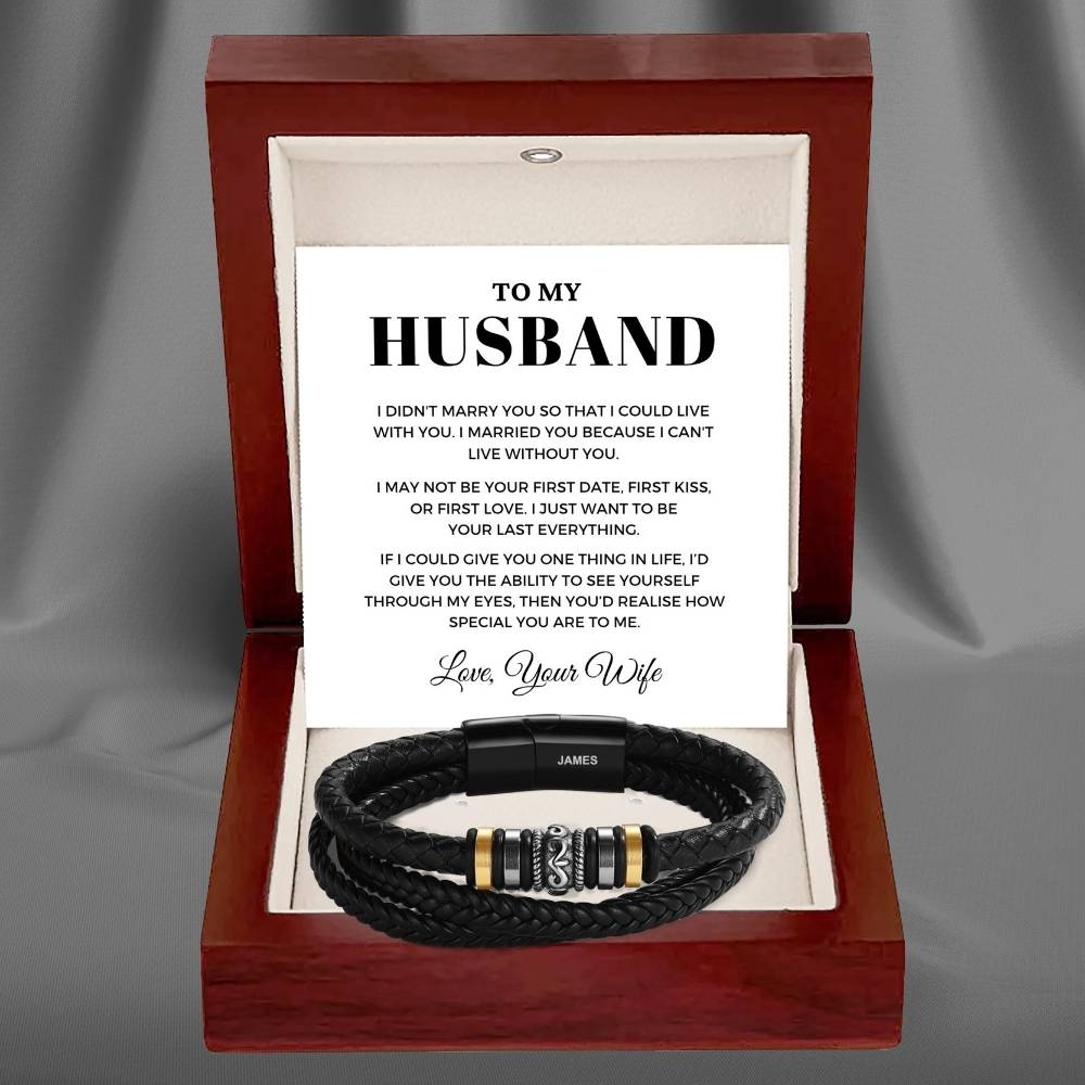 To My Husband – ‘Love You Forever’ Personalised Name Bracelet