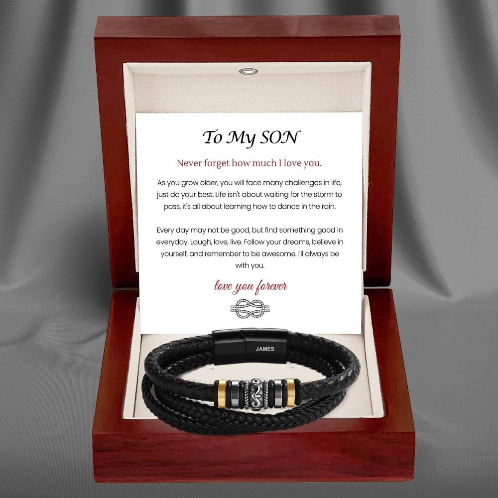 To My Son – ‘Love You Forever’ Personalised Name Bracelet