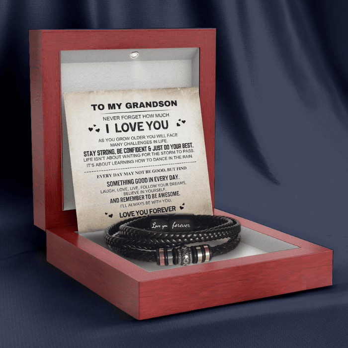 To My Grandson ‘Forever Linked Together’ Bracelet & Card Gift Set
