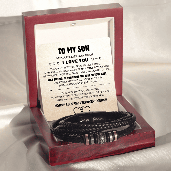 Mother And Son ‘Forever Linked Together’ Engraved Bracelet Gift Set