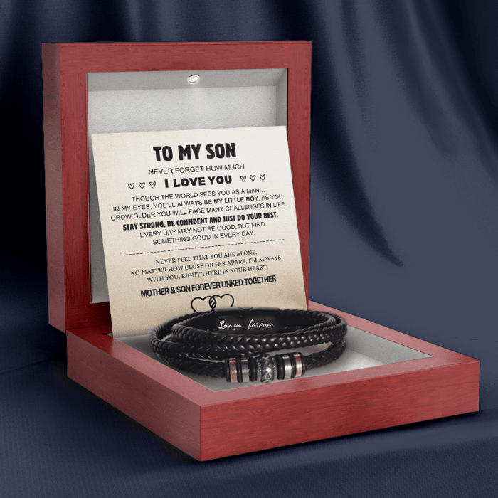 Mother And Son ‘Forever Linked Together’ Engraved Bracelet Gift Set
