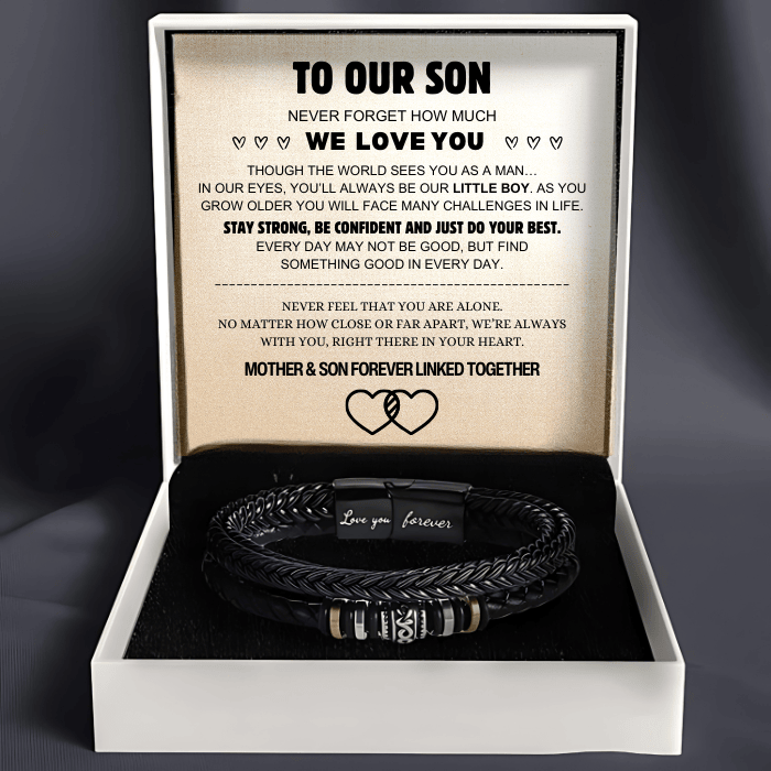Mother And Son ‘Forever Linked Together’ Engraved Bracelet Gift Set