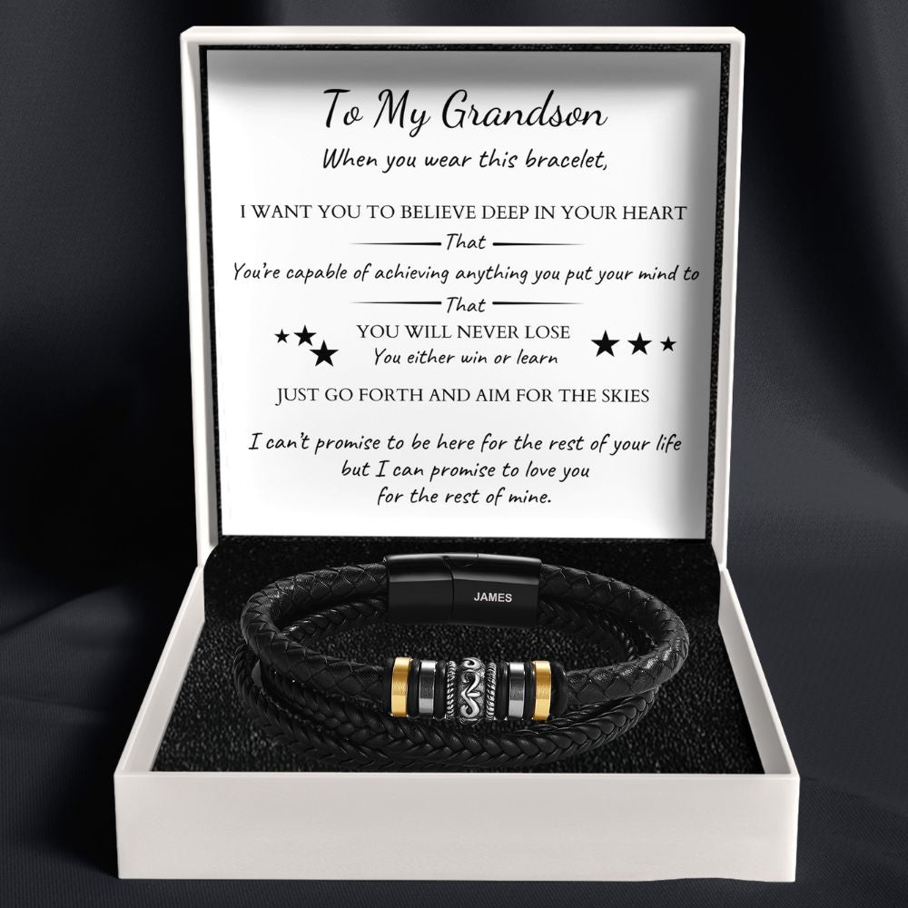 To My Grandson – ‘Love You Forever’ Personalised Name Bracelet