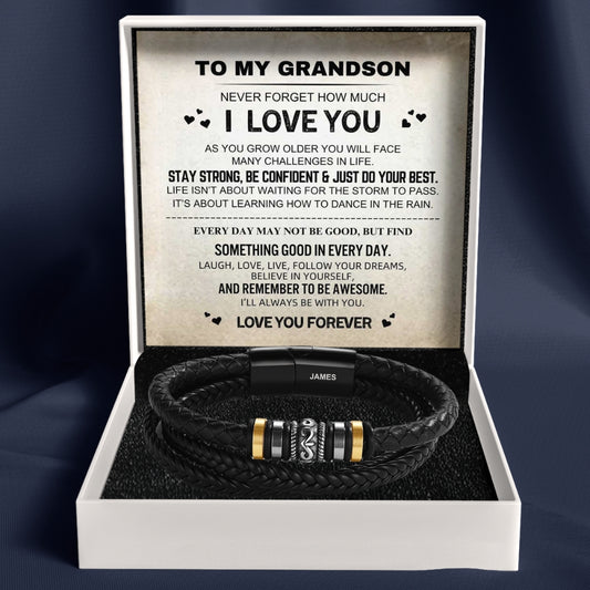 To My Grandson – ‘Love You Forever’ Personalised Name Bracelet