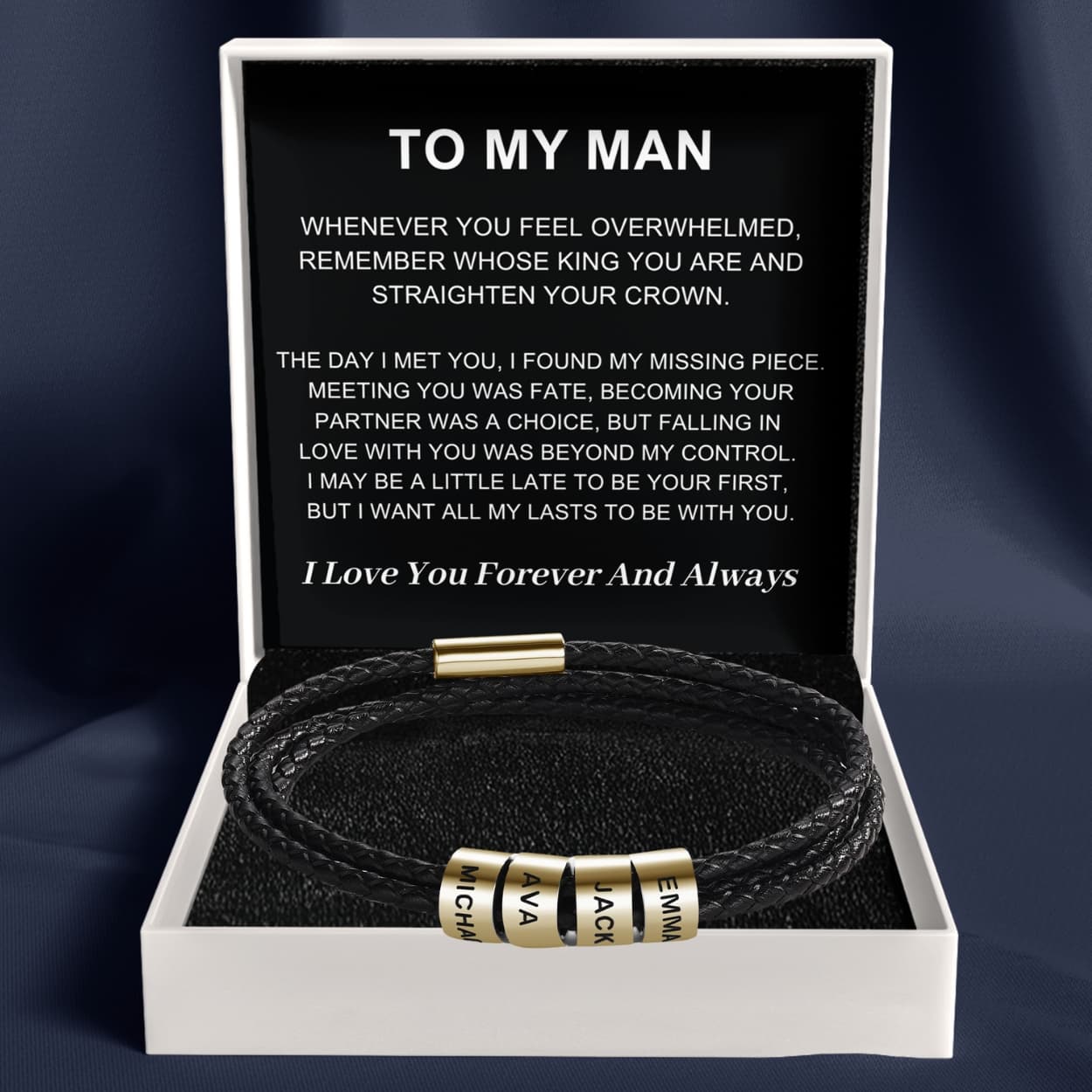 To My Man – Inner Circle Timeless Bracelet with Engraved Name Beads