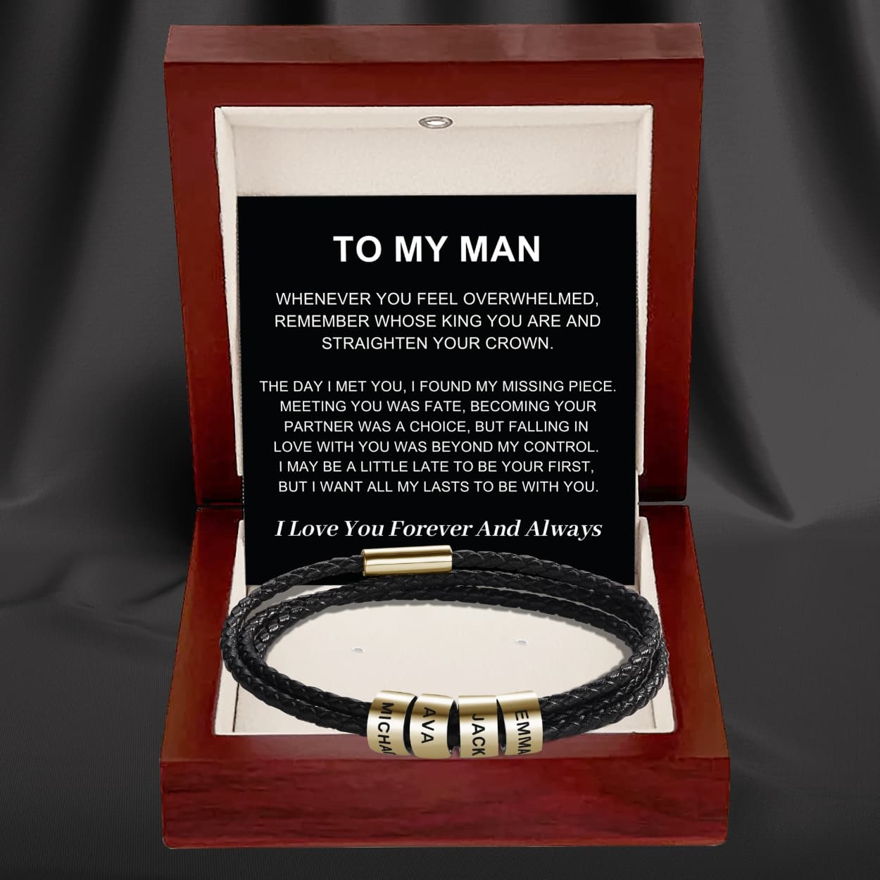 To My Man – Inner Circle Timeless Bracelet with Engraved Name Beads