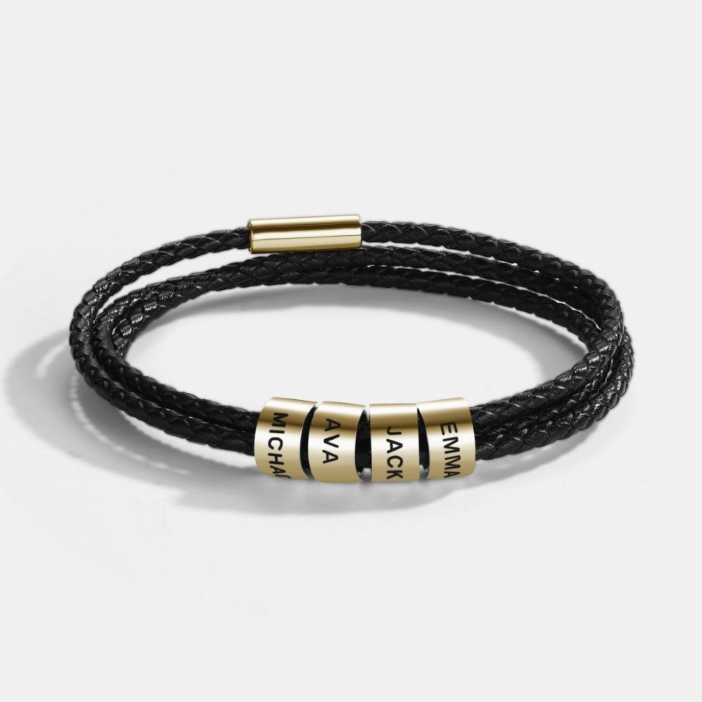 Best Dad In The World - Inner Circle Timeless Bracelet with Engraved Name Beads