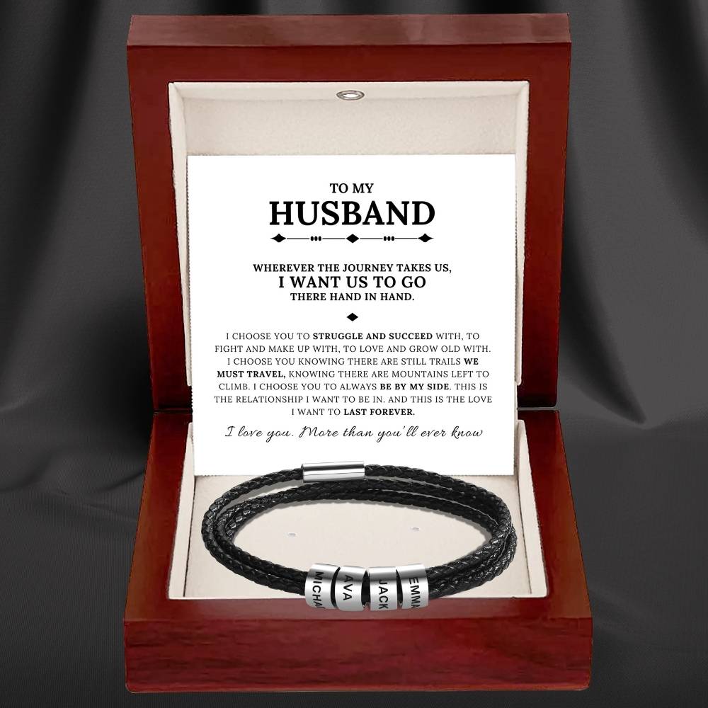 To My Husband – Inner Circle Timeless Bracelet with Engraved Name Beads