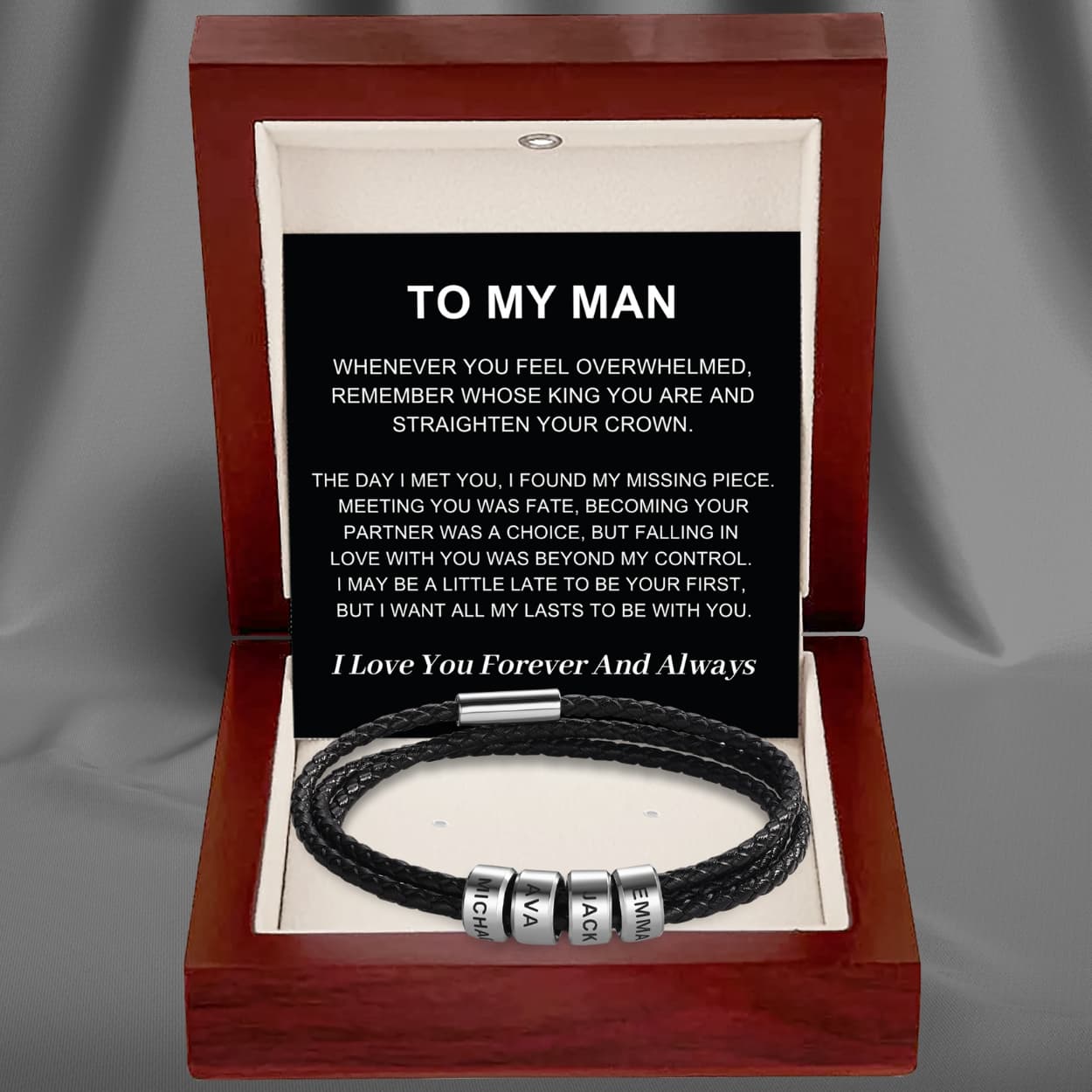 To My Man – Inner Circle Timeless Bracelet with Engraved Name Beads