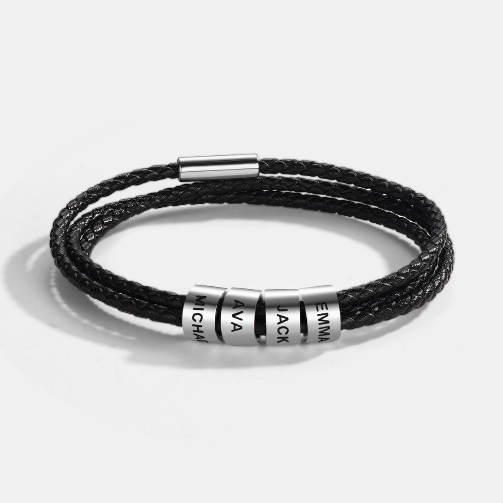 Best Dad In The World - Inner Circle Timeless Bracelet with Engraved Name Beads