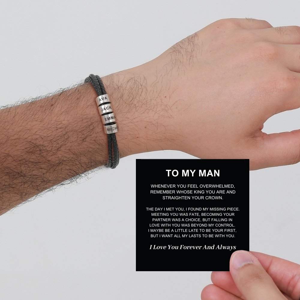 To My Man – Inner Circle Timeless Bracelet with Engraved Name Beads