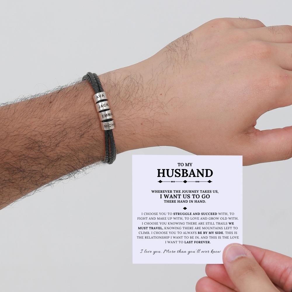 To My Husband – Inner Circle Timeless Bracelet with Engraved Name Beads