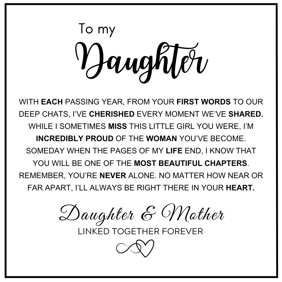 To My Daughter – Infinity Heart Bracelet – Forever Linked Together