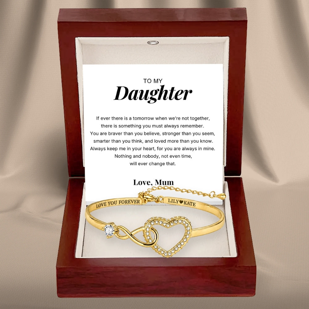 To My Daughter – Infinity Heart Name Bracelet