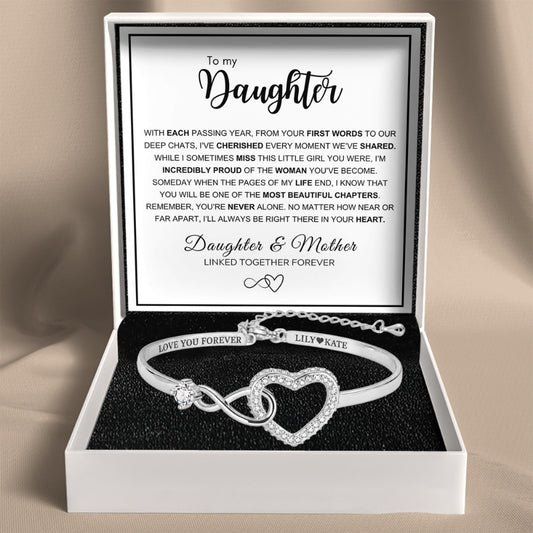 To My Daughter – Infinity Heart Name Bracelet