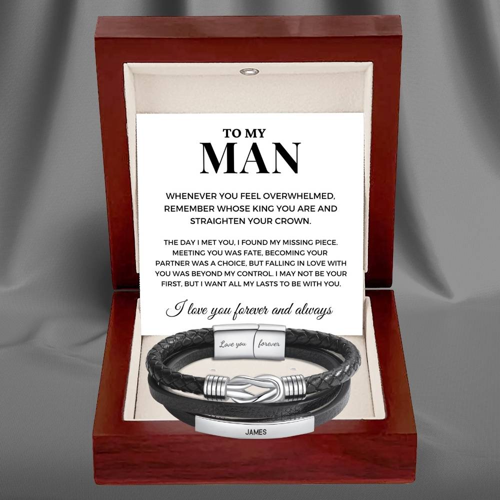 To My Man – Infinite Love Personalised Bar Bracelet