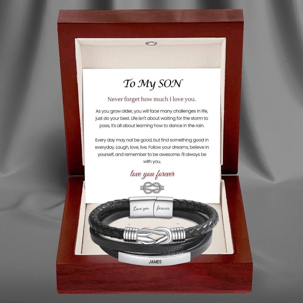 To My Son – Infinite Love Personalised Bar Bracelet