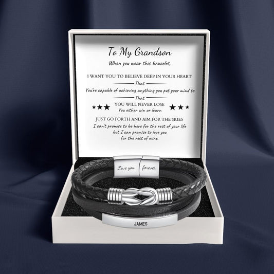 To My Grandson – Infinite Love Personalised Bar Bracelet