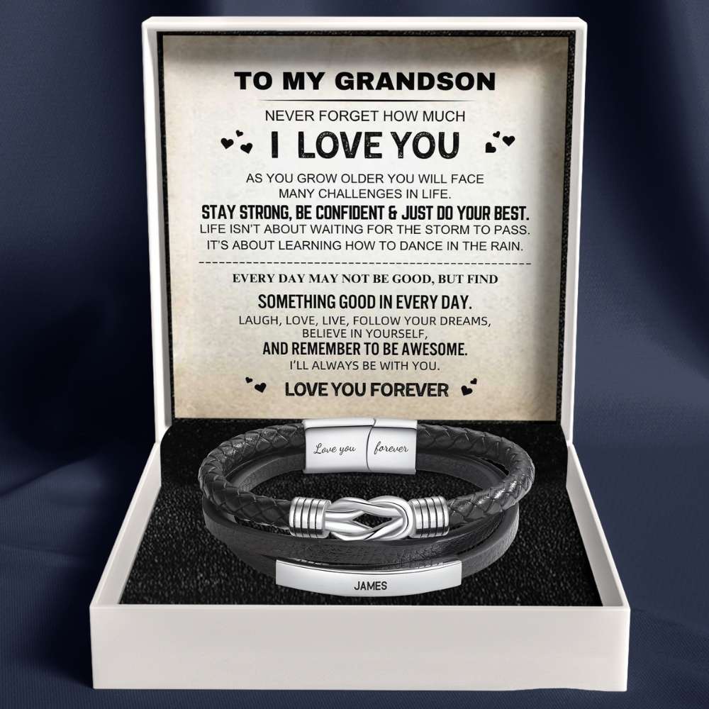 To My Grandson – Infinite Love Personalised Bar Bracelet