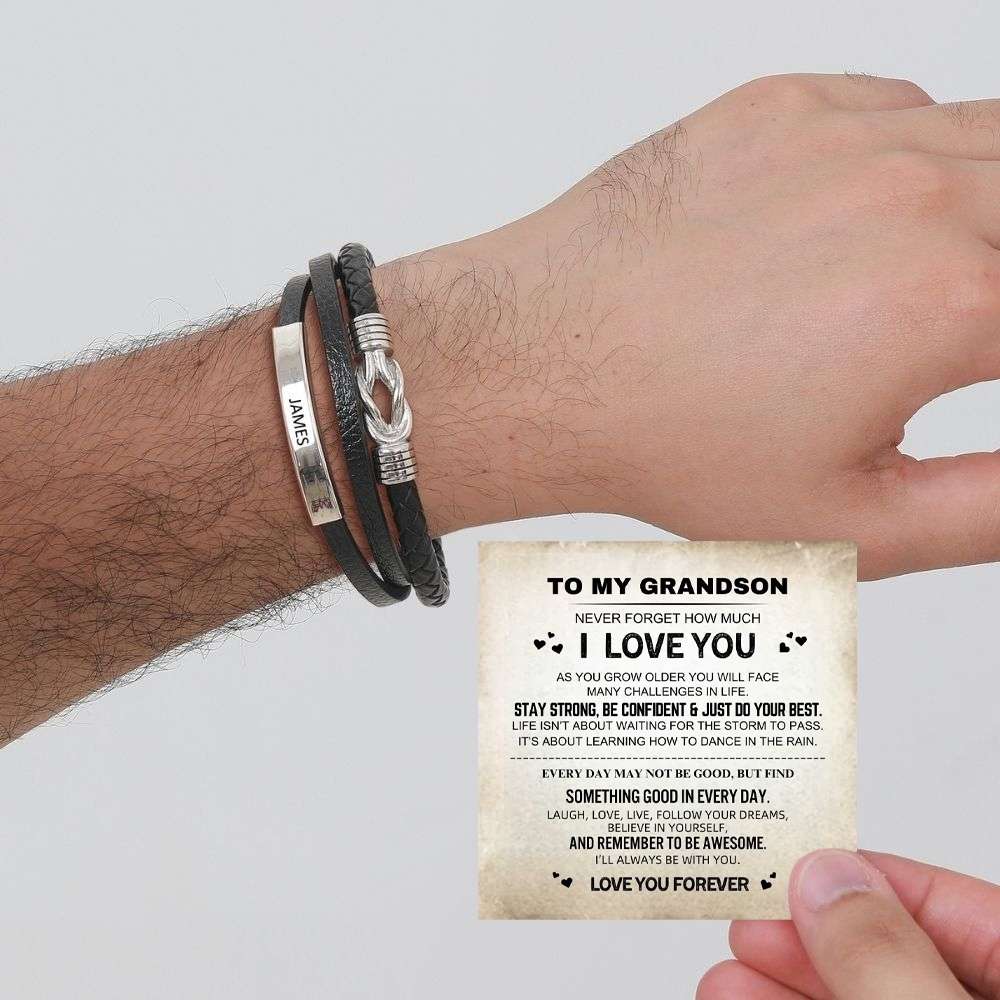 To My Grandson – Infinite Love Personalised Bar Bracelet