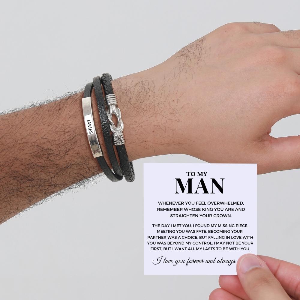 To My Man – Infinite Love Personalised Bar Bracelet