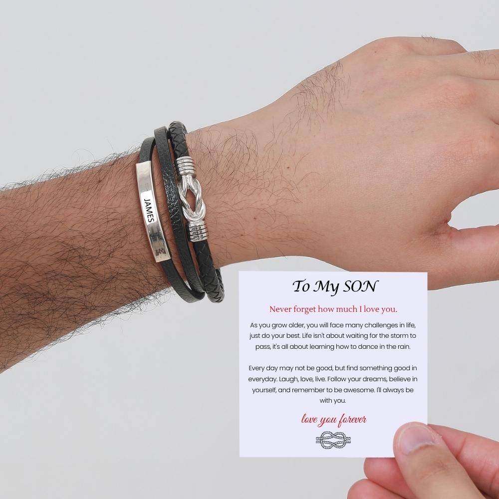 To My Son – Infinite Love Personalised Bar Bracelet