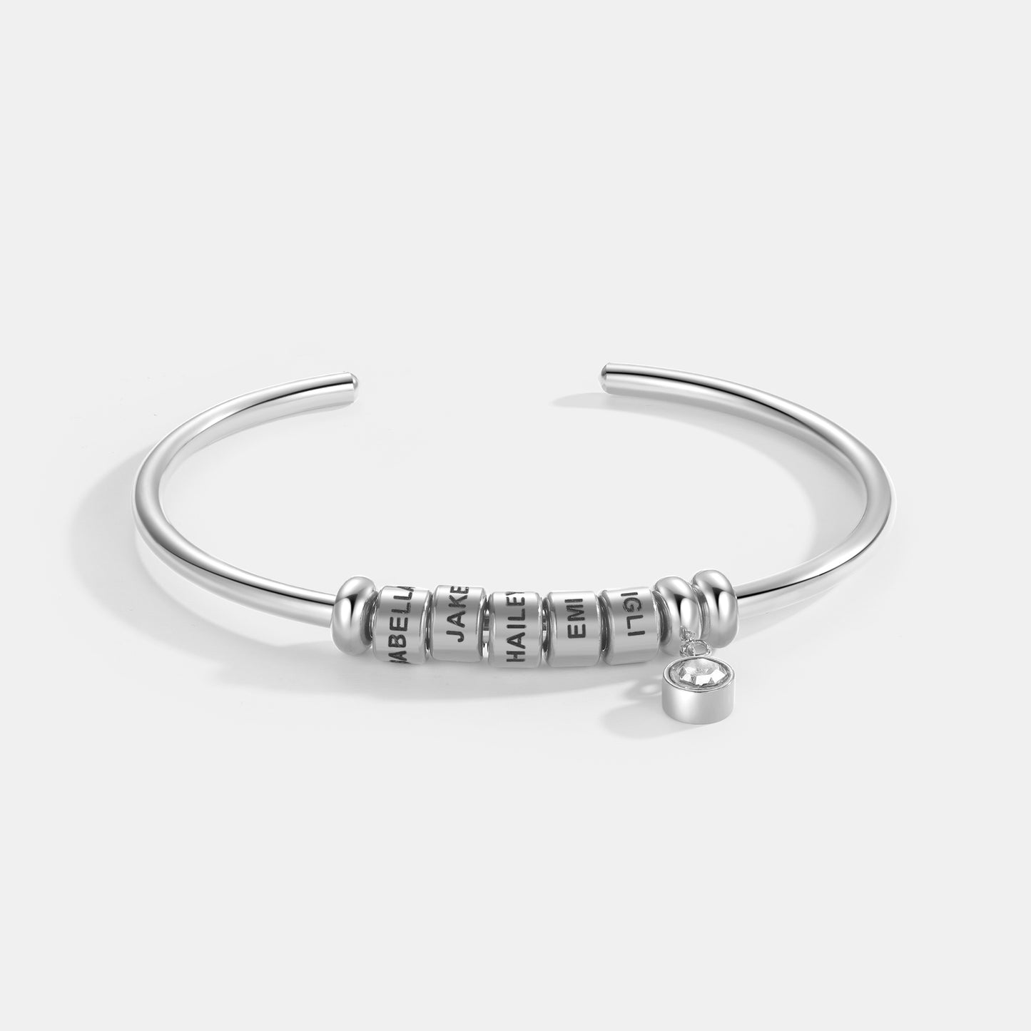 Open Bangle Name Bracelet with Personalised Bead