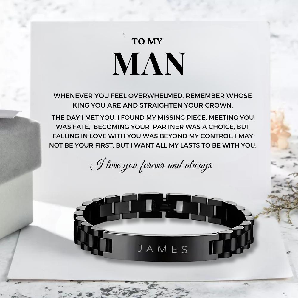 Custom ID Bar Bracelet For My Man