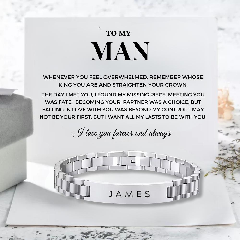 Custom ID Bar Bracelet For My Man