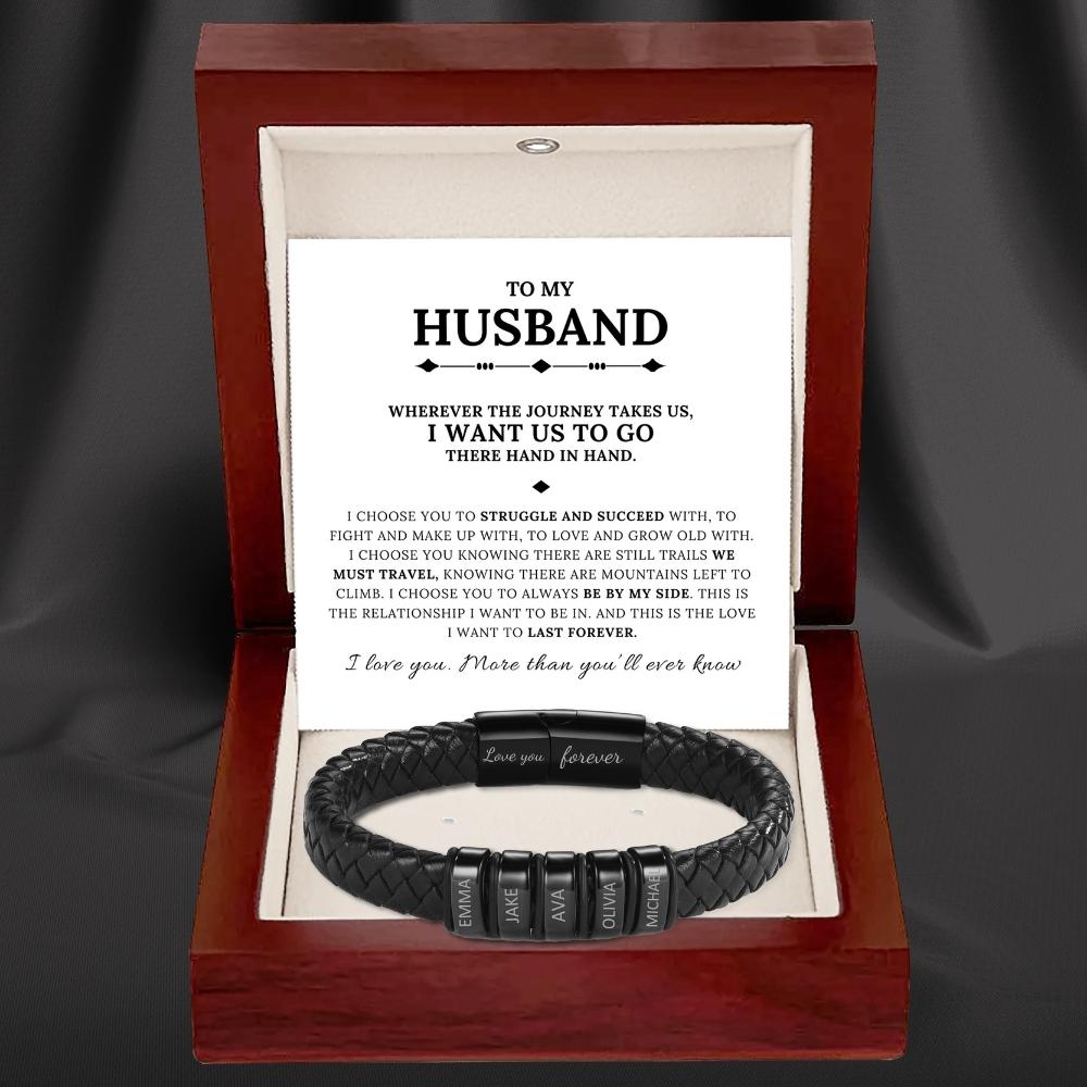 To My Husband – Inner Circle Classic Bracelet with Engraved Name Beads