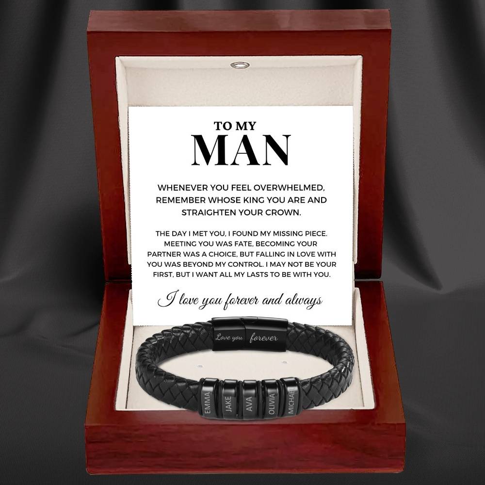 To My Man – Inner Circle Classic Bracelet with Engraved Name Beads