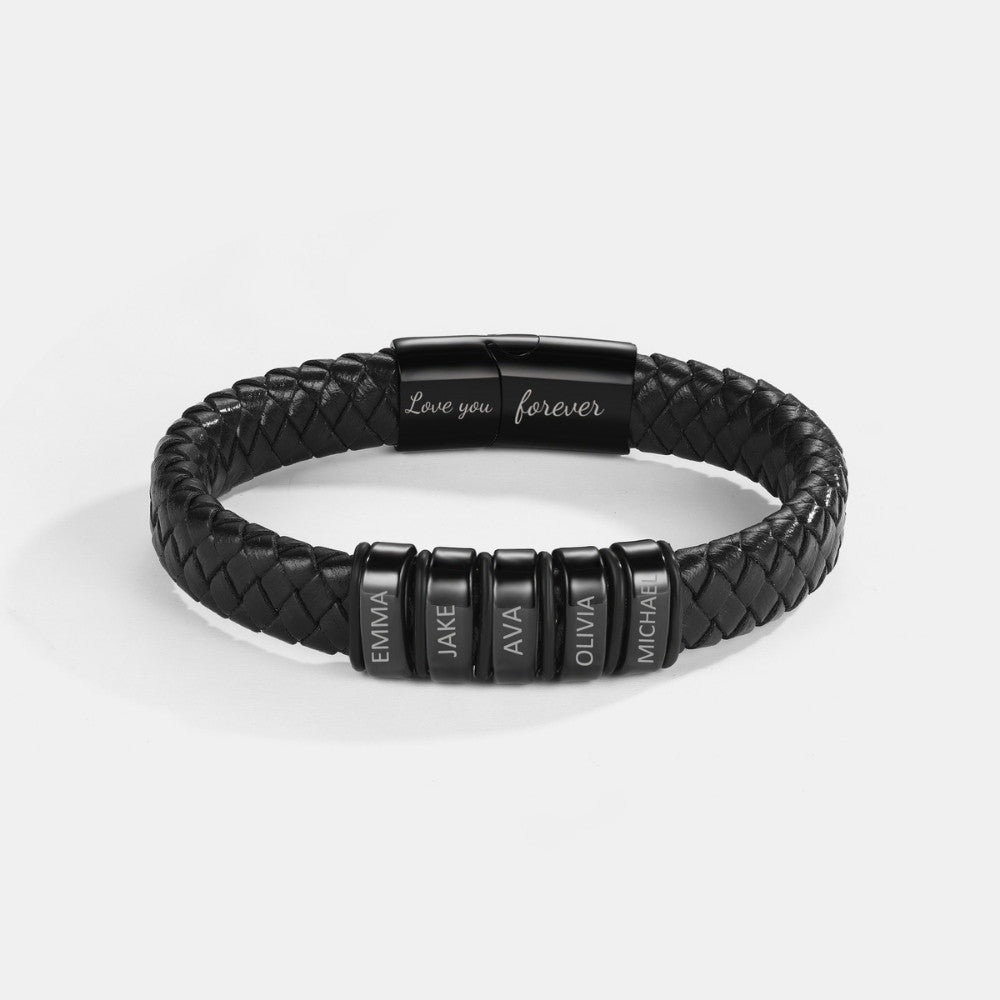 Best Dad In The World – Inner Circle Classic Bracelet with Engraved Name Beads