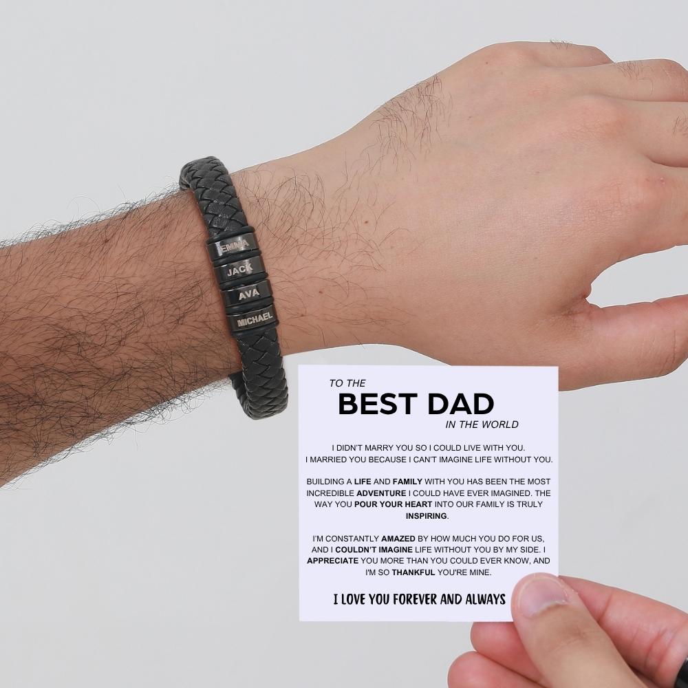 Best Dad In The World – Inner Circle Classic Bracelet with Engraved Name Beads