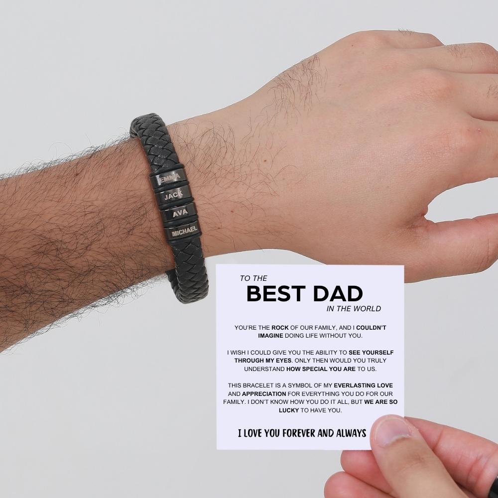 Best Dad In The World – Inner Circle Classic Bracelet with Engraved Name Beads