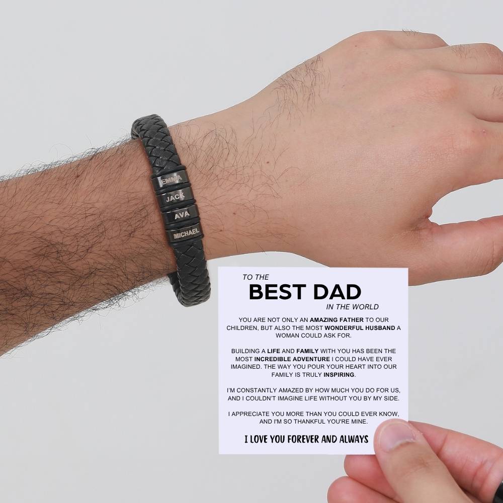 Best Dad In The World – Inner Circle Classic Bracelet with Engraved Name Beads