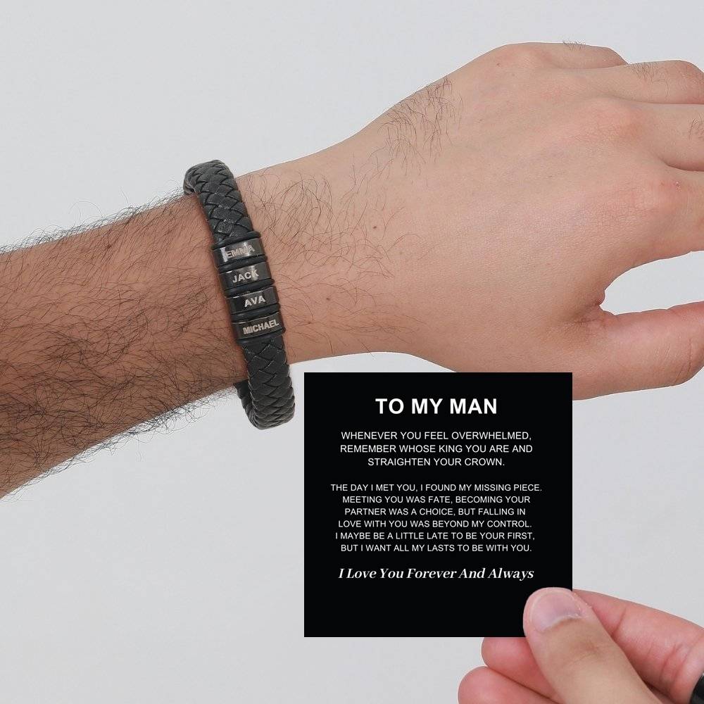 To My Man – Inner Circle Classic Bracelet with Engraved Name Beads