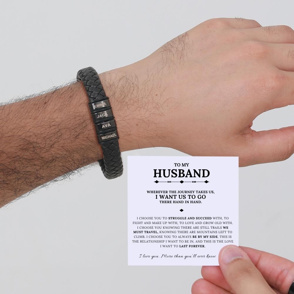 To My Husband – Inner Circle Classic Bracelet with Engraved Name Beads