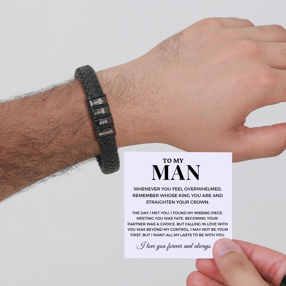 To My Man – Inner Circle Classic Bracelet with Engraved Name Beads