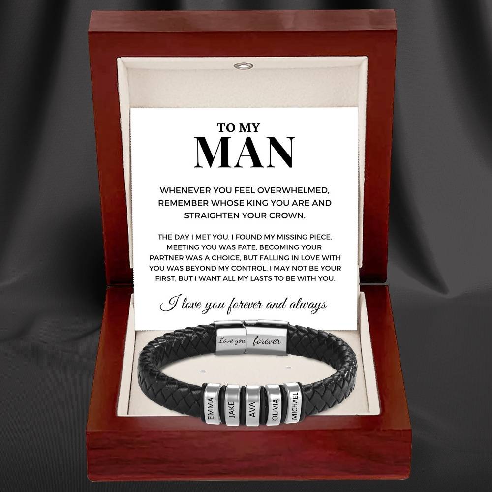 To My Man – Inner Circle Classic Bracelet with Engraved Name Beads