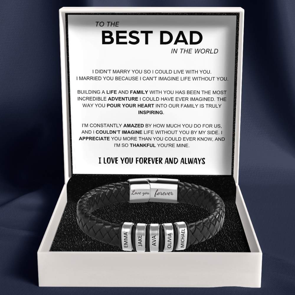 Best Dad In The World – Inner Circle Classic Bracelet with Engraved Name Beads
