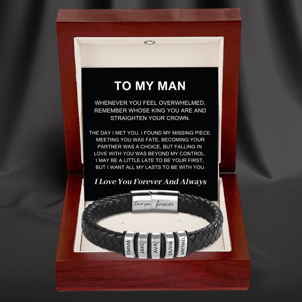To My Man – Inner Circle Classic Bracelet with Engraved Name Beads