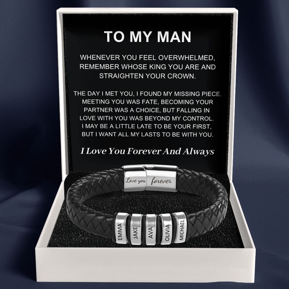 To My Man – Inner Circle Classic Bracelet with Engraved Name Beads