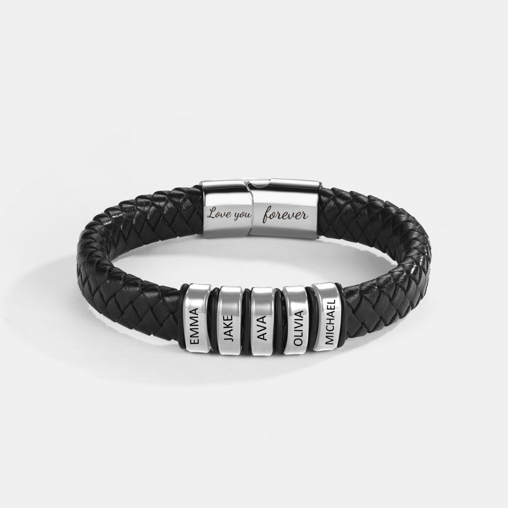 Best Dad In The World – Inner Circle Classic Bracelet with Engraved Name Beads