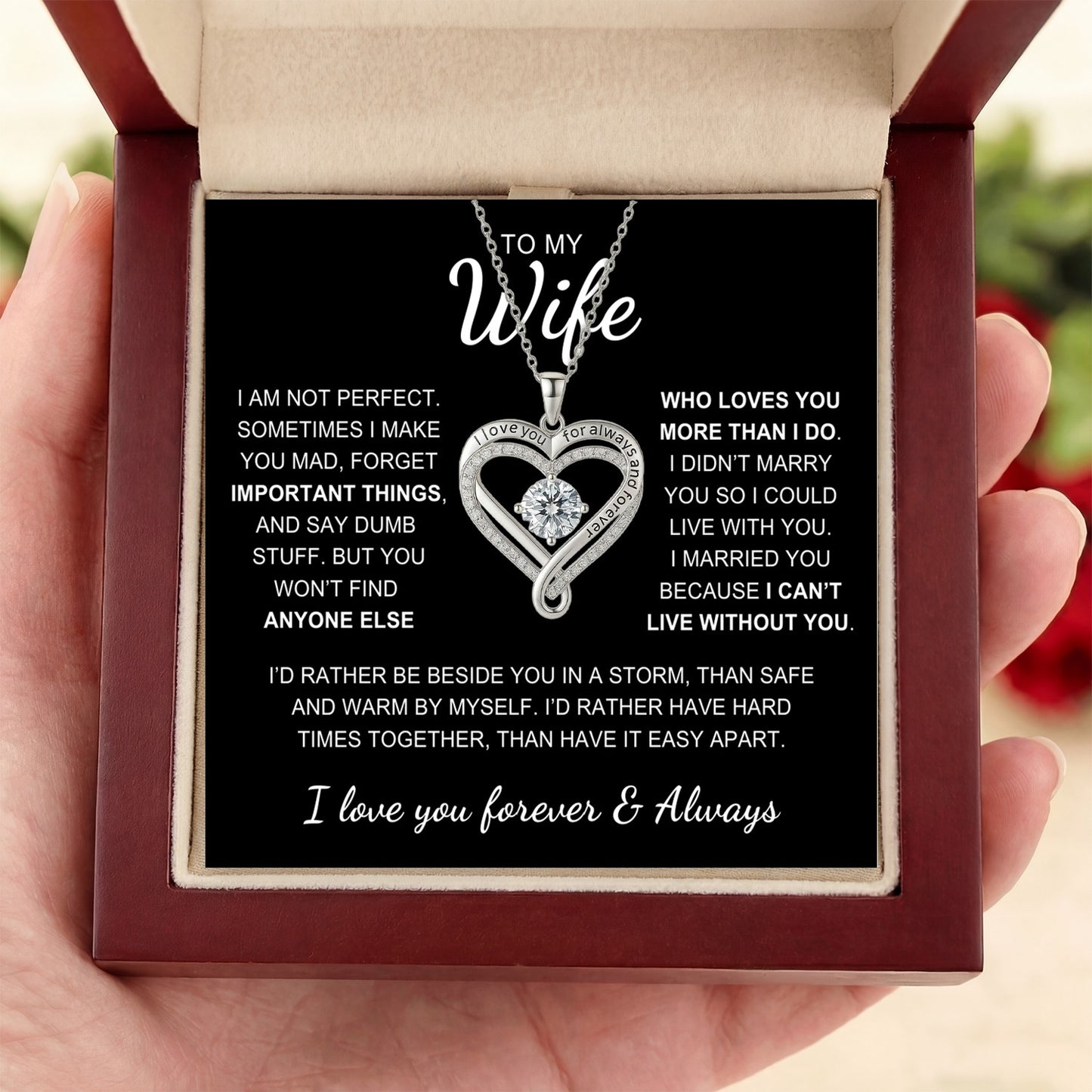 To My Wife - Forever & Always Heart Necklace