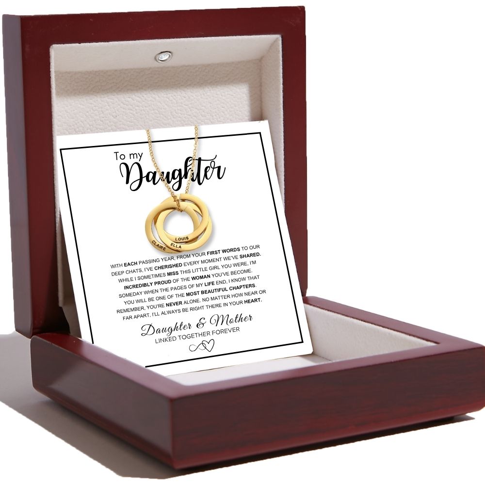 To My Daughter - Interlocking Rings Necklace with Personalised Names