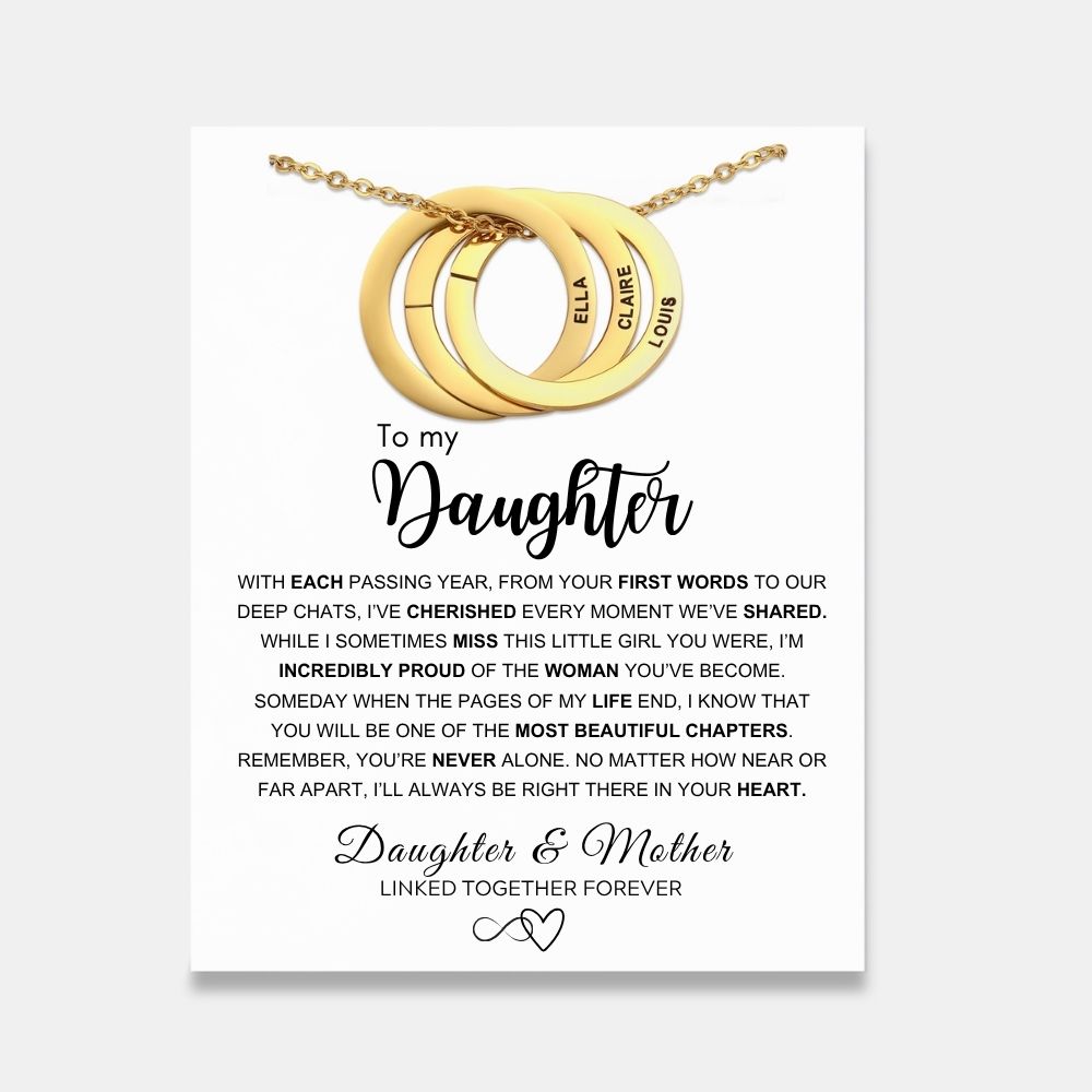 To My Daughter - Interlocking Rings Necklace with Personalised Names