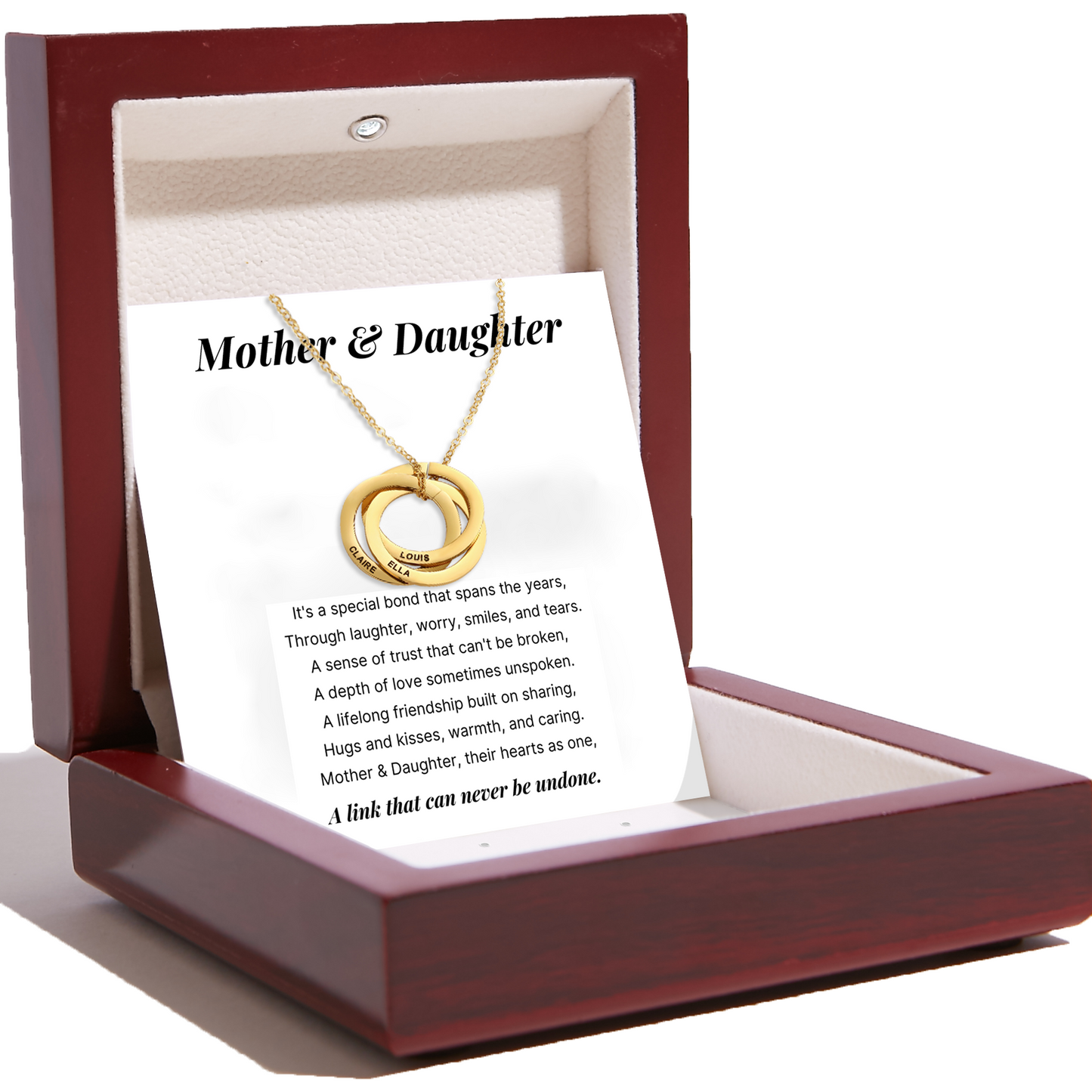 Mother & Daughter - Interlocking Rings Necklace with Personalised Names