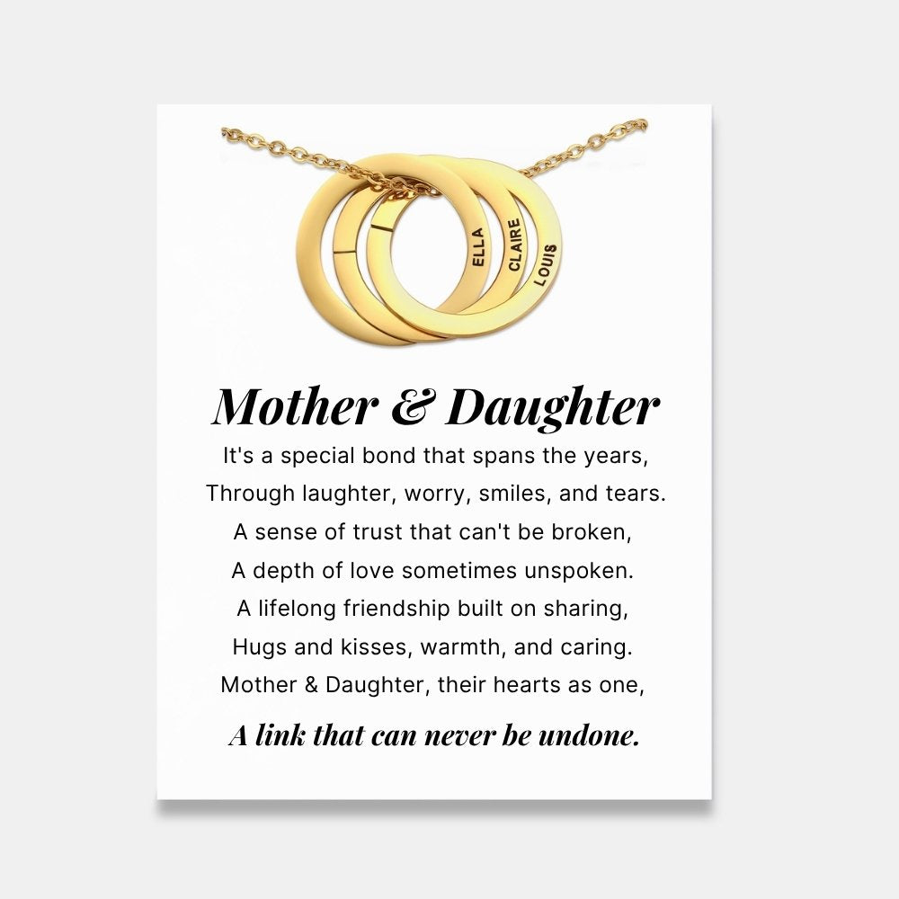 Mother & Daughter - Interlocking Rings Necklace with Personalised Names