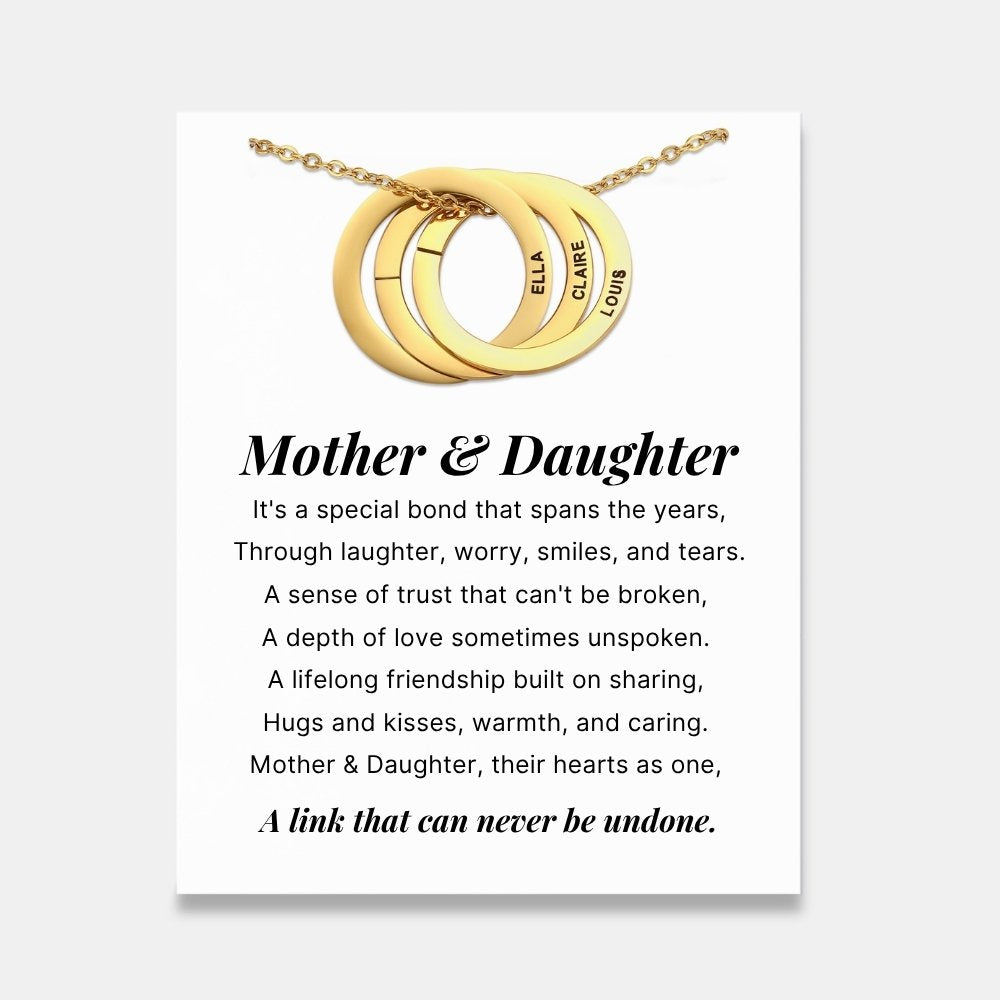 Mother & Daughter - Interlocking Rings Necklace with Personalised Names